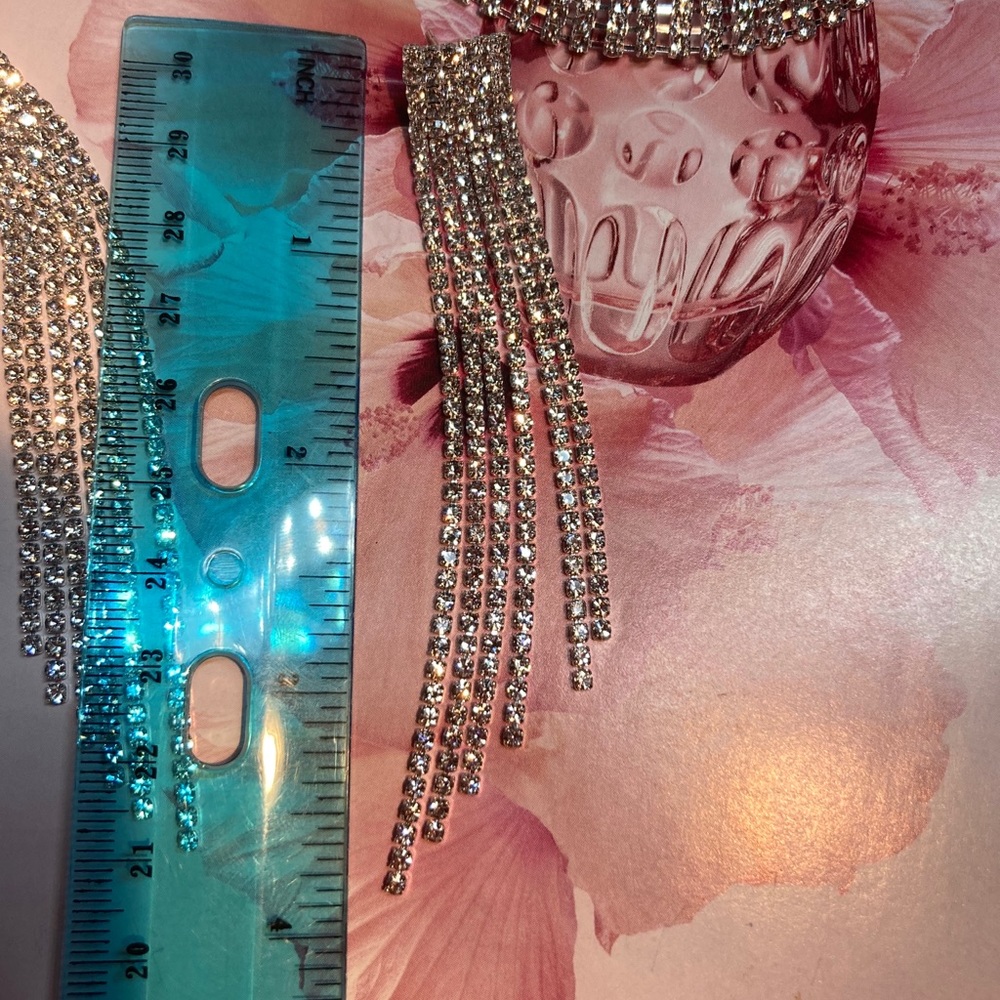🌟 Rhinestone Crystals Set Bracelet Earrings - Picture 5 of 6